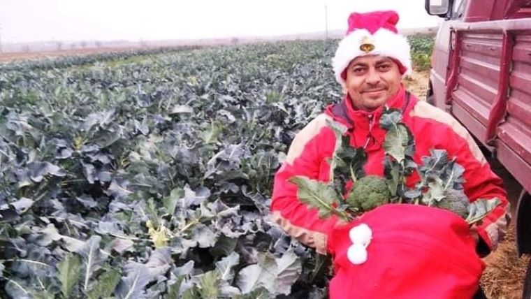 Αγρότης καλλιεργεί λαχανικά… με χριστουγεννιάτικες μελωδίες