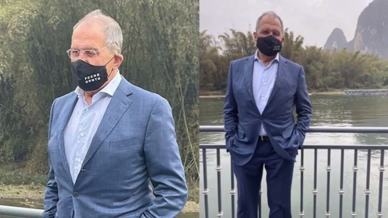 Ο Λαβρόφ στην Κίνα με μάσκα που γράφει «γ@μ… καραντίνα»