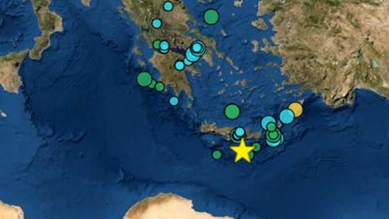 Σεισμική δόνηση 5,7 βαθμών στον θαλάσσιο χώρο νότια της Κρήτης