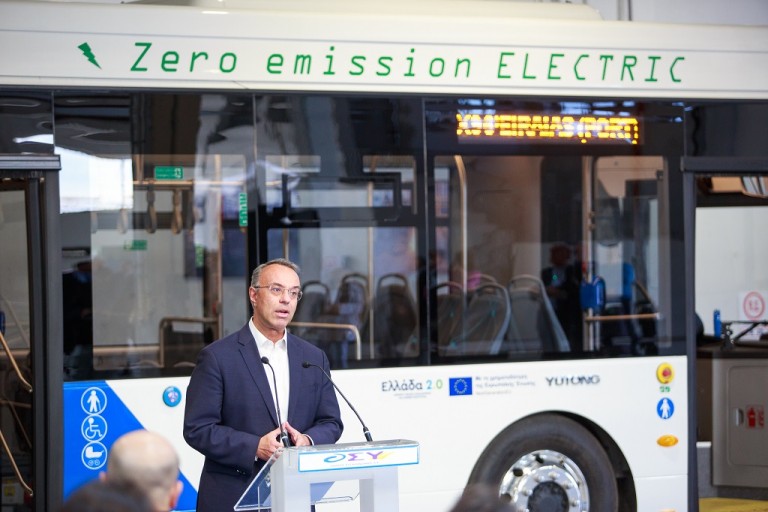 Παρουσίαση του νέου ηλεκτρικού λεωφορείου της Ο.ΣΥ. Α.Ε. - DIMOPRASIONGR